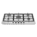 90cm Gas Hob Stainless Steel with 5 Burners, Cast Iron Supports & Auto Ignition 11kW DH382