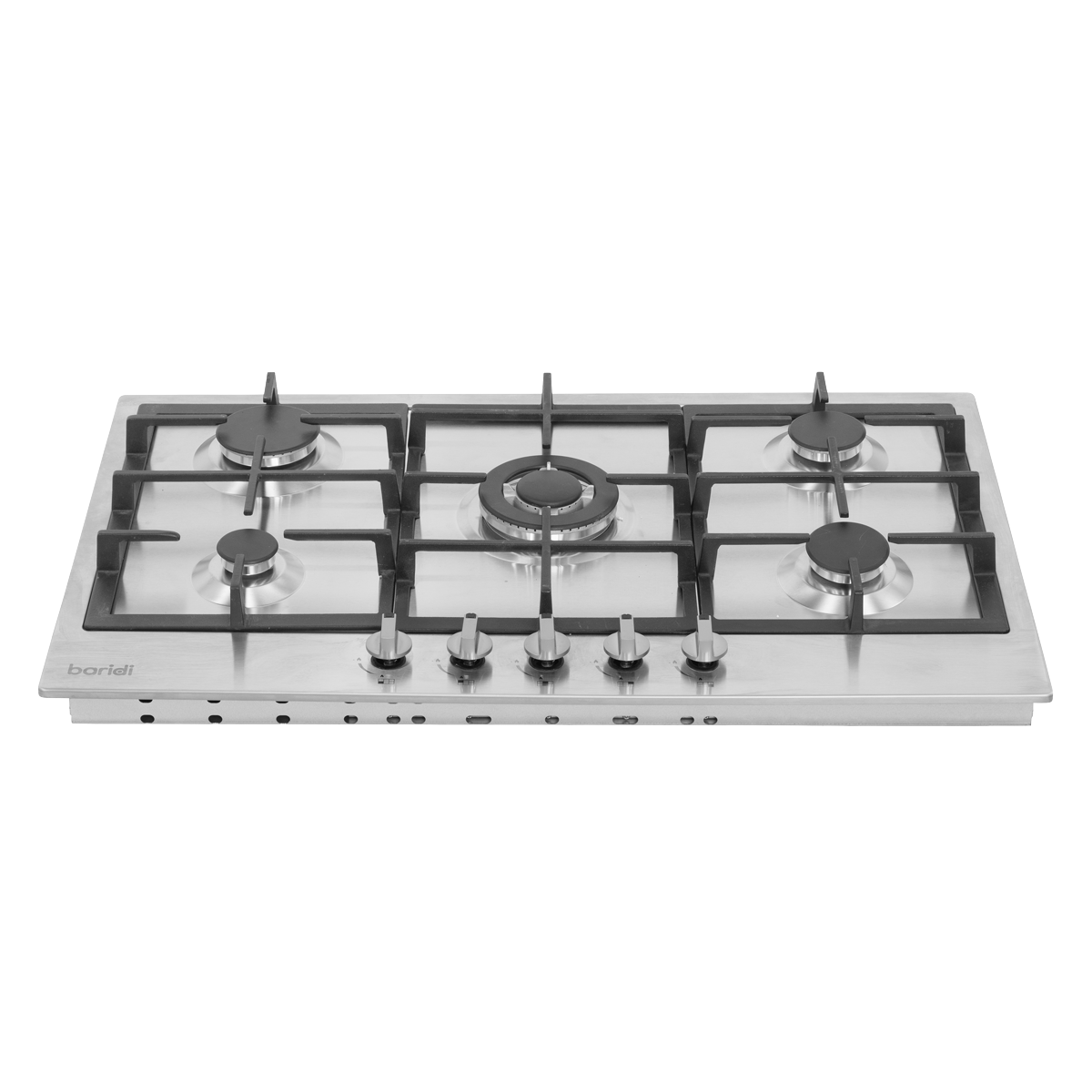 90cm Gas Hob Stainless Steel with 5 Burners, Cast Iron Supports & Auto Ignition 11kW DH382