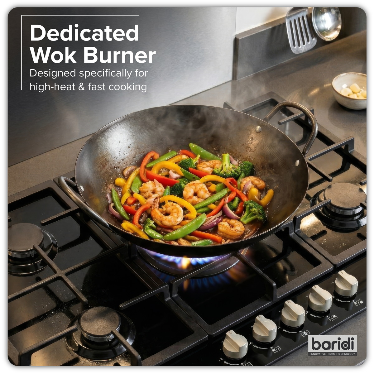 90cm Gas Hob Glass with 5 Burners, Cast Iron Supports & Auto Ignition 11kW DH383