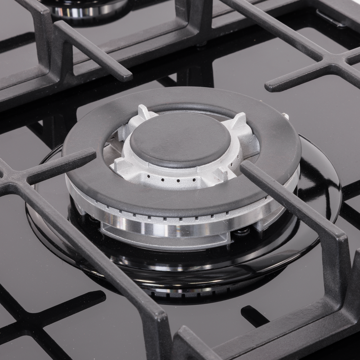 90cm Gas Hob Glass with 5 Burners, Cast Iron Supports & Auto Ignition 11kW DH383