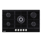 90cm Gas Hob Glass with 5 Burners, Cast Iron Supports & Auto Ignition 11kW DH383