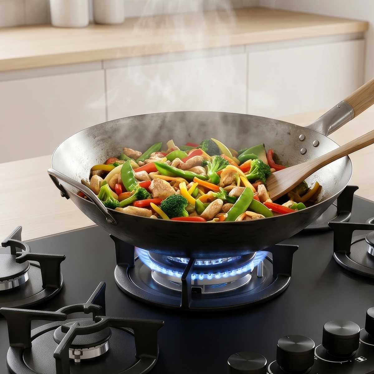 70cm Gas Hob Matt Black Glass with 5 Burners, Cast Iron Supports & Auto Ignition 10.4kW DH384