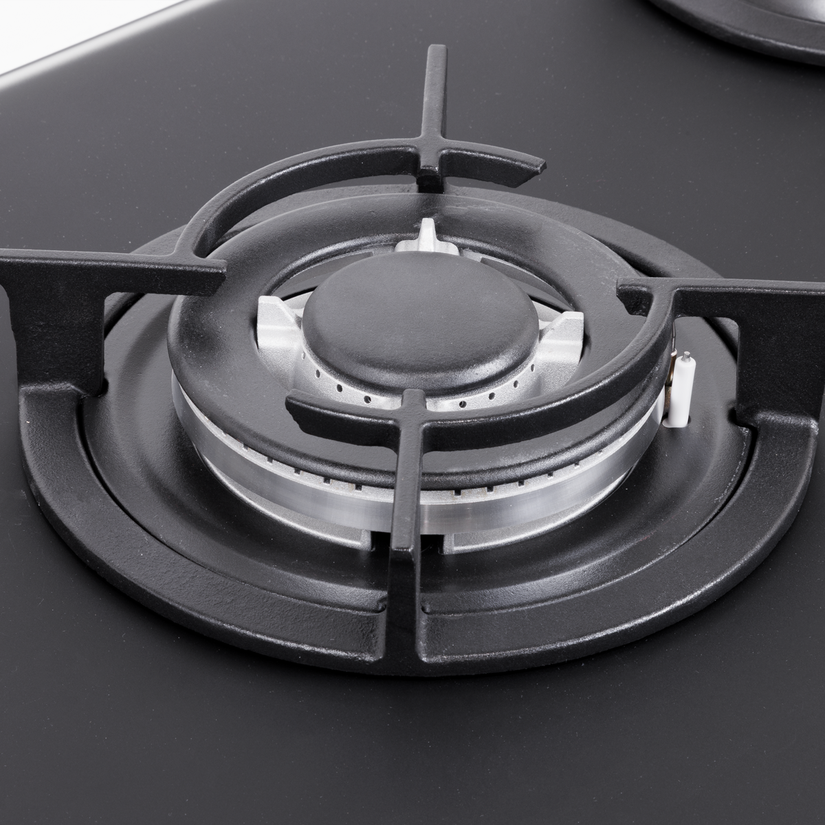 90cm Gas Hob Matt Black Glass 5 Burners Cast Iron Supports & Auto Ignition 10.4kW DH385