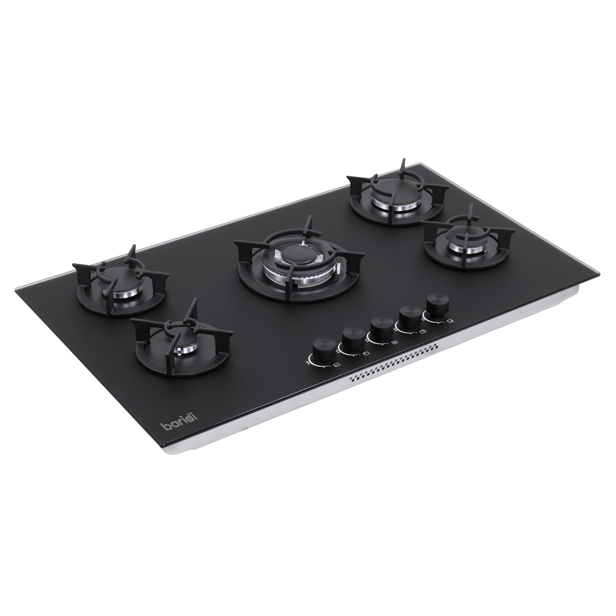 90cm Gas Hob Matt Black Glass 5 Burners Cast Iron Supports & Auto Ignition 10.4kW DH385