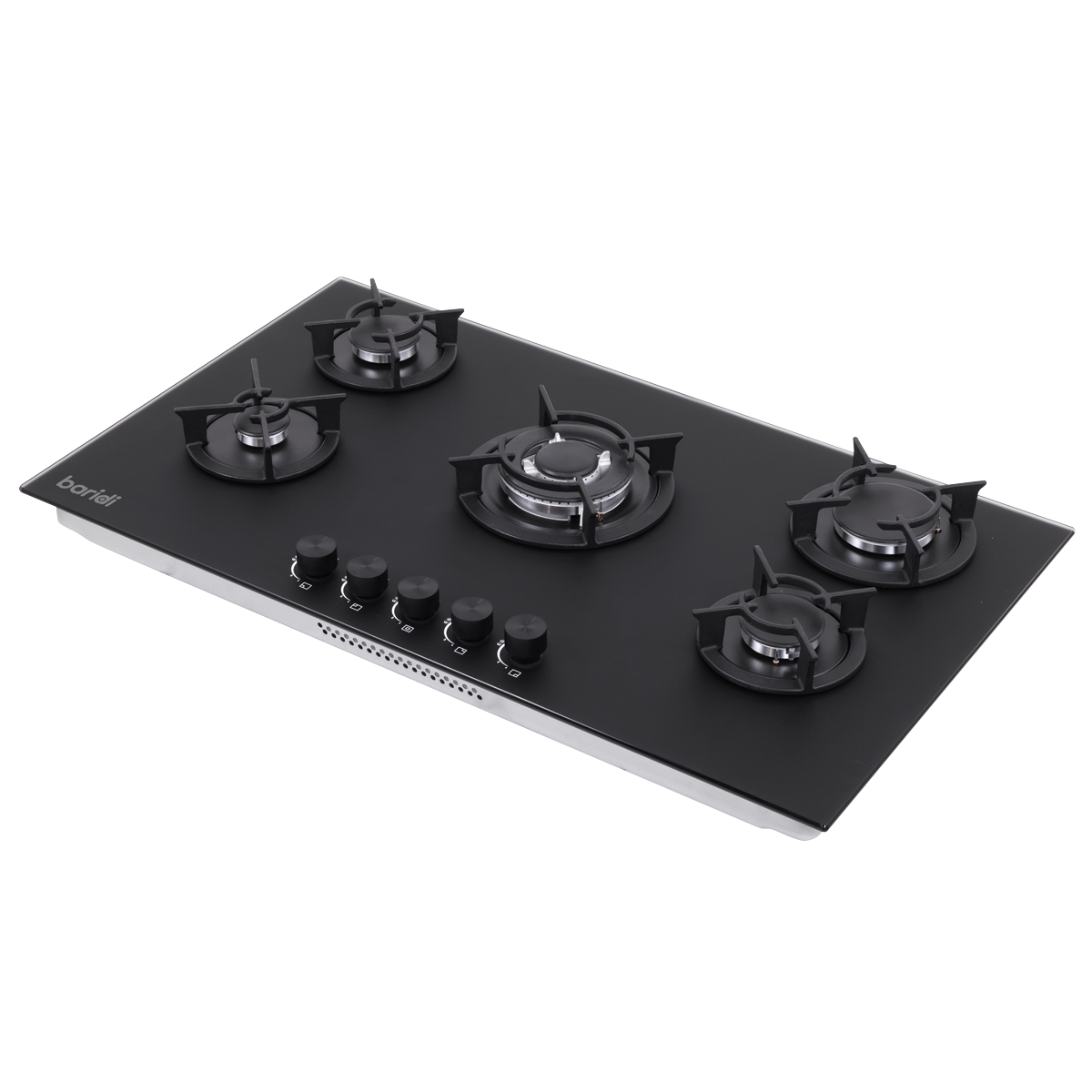 90cm Gas Hob Matt Black Glass 5 Burners Cast Iron Supports & Auto Ignition 10.4kW DH385