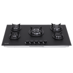 90cm Gas Hob Matt Black Glass 5 Burners Cast Iron Supports & Auto Ignition 10.4kW DH385