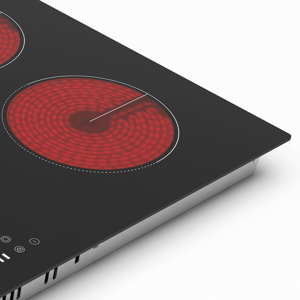 Integrated Ceramic Hob with 5 Cooking Zones 90cm - Black Glass DH389