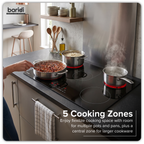 Integrated Ceramic Hob with 5 Cooking Zones 90cm - Black Glass DH389