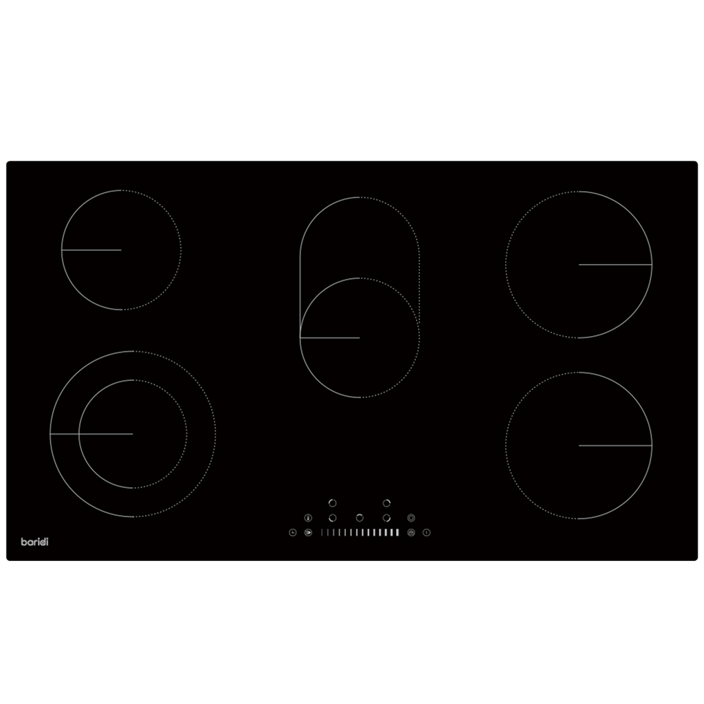 Integrated Ceramic Hob with 5 Cooking Zones 90cm - Black Glass DH389