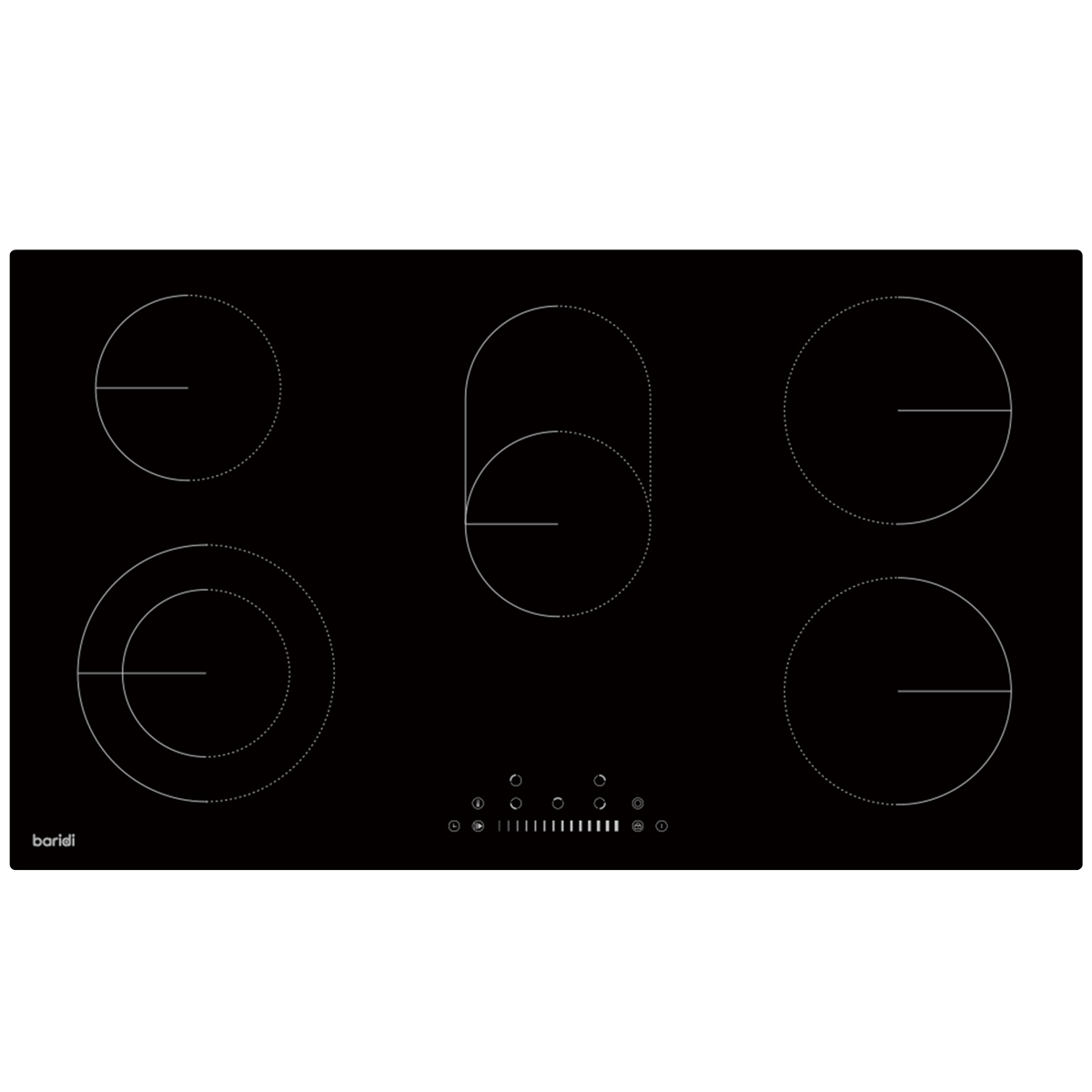 Integrated Ceramic Hob with 5 Cooking Zones 90cm - Black Glass DH389
