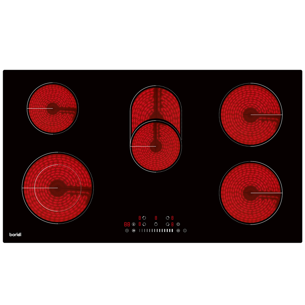 Integrated Ceramic Hob with 5 Cooking Zones 90cm - Black Glass DH389