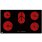 Integrated Ceramic Hob with 5 Cooking Zones 90cm - Black Glass DH389