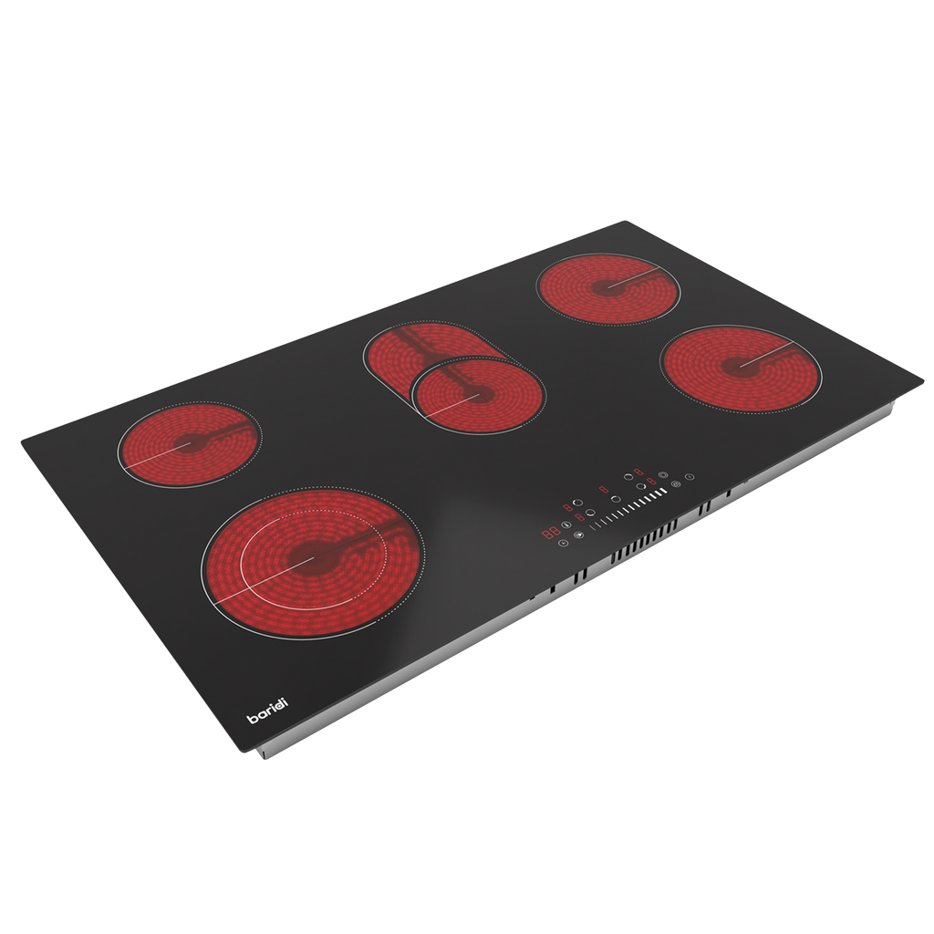 Integrated Ceramic Hob with 5 Cooking Zones 90cm - Black Glass DH389