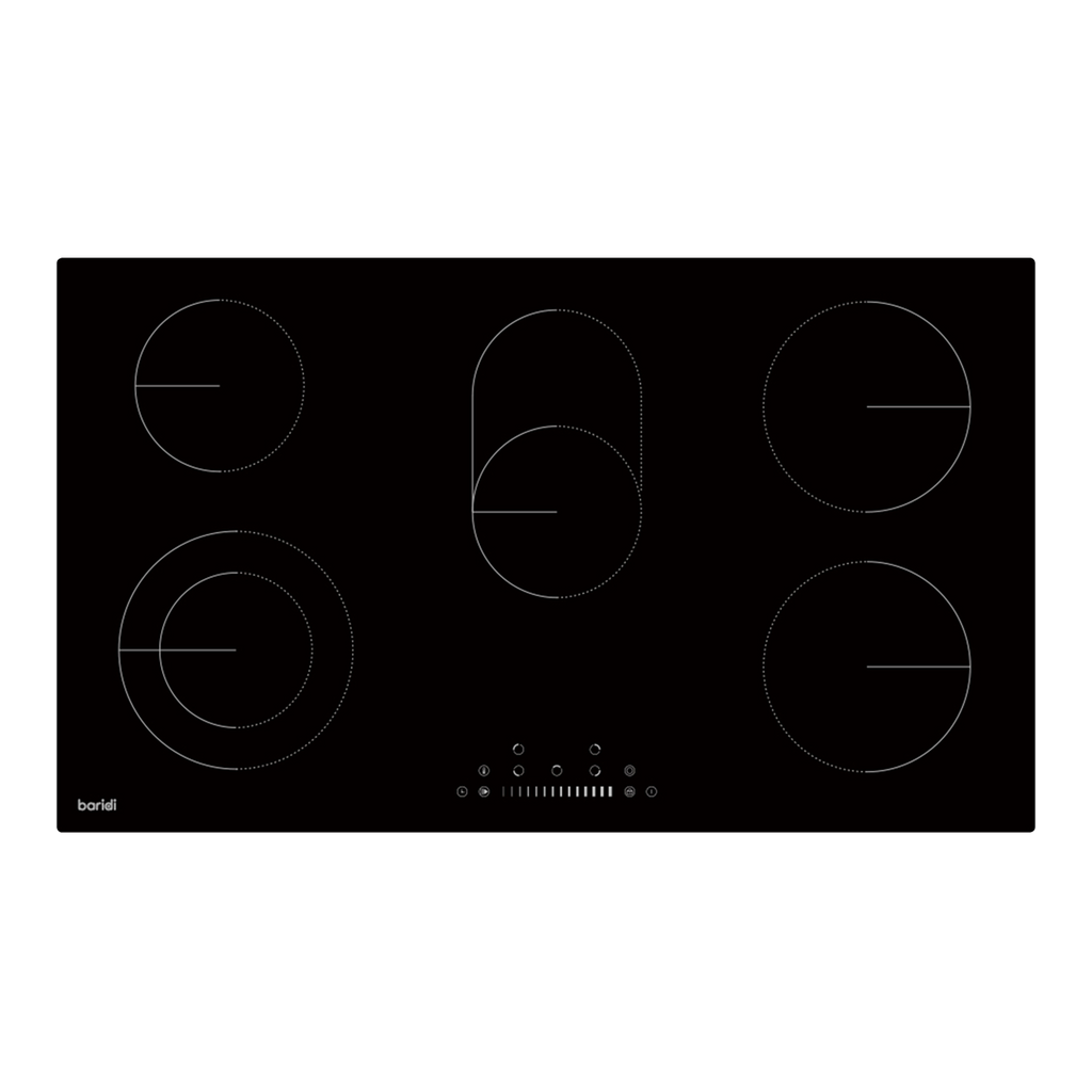 Integrated Ceramic Hob with 5 Cooking Zones 90cm - Black Glass DH389