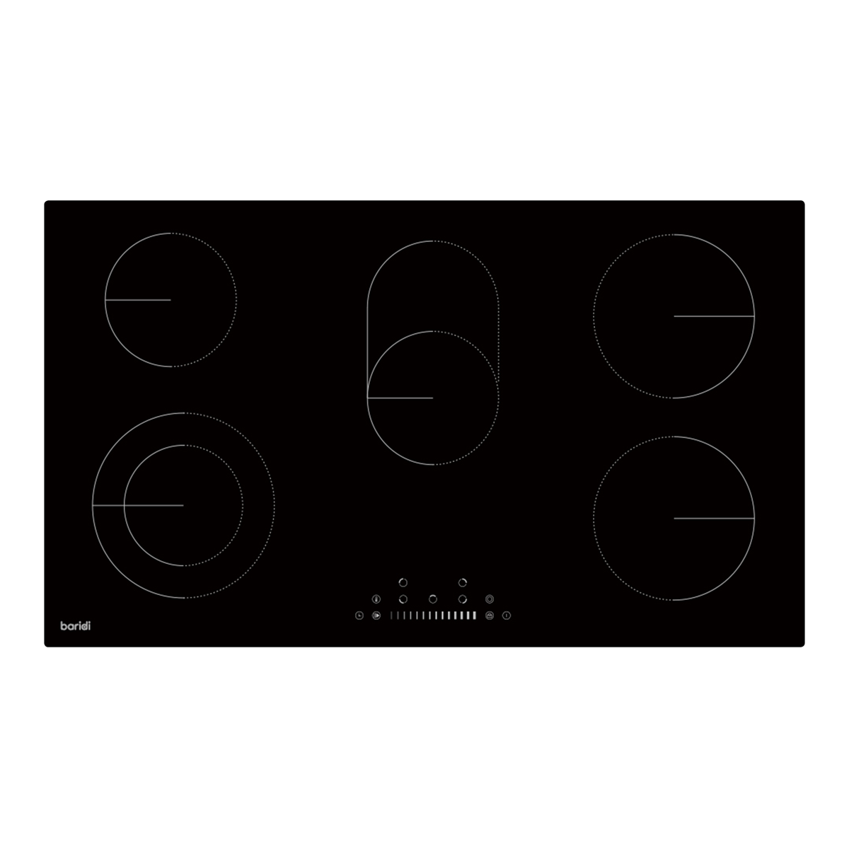 Integrated Ceramic Hob with 5 Cooking Zones 90cm - Black Glass DH389