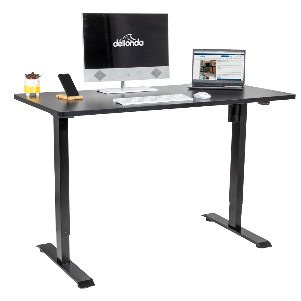 Single Motor Ultra-Quiet Adjustable-Height Electric Sit/Stand Desk - Black Desktop DH38