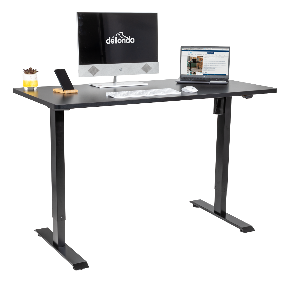 Single Motor Ultra-Quiet Adjustable-Height Electric Sit/Stand Desk - Black Desktop DH38