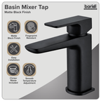 Basin Mixer Tap with Clicker Waste - Matt Black DH393