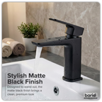 Basin Mixer Tap with Clicker Waste - Matt Black DH393