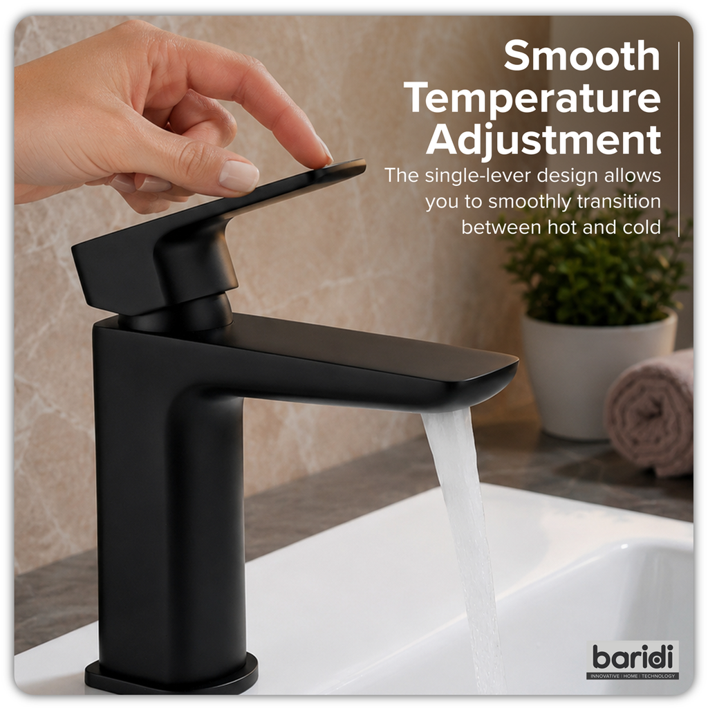 Basin Mixer Tap with Clicker Waste - Matt Black DH393