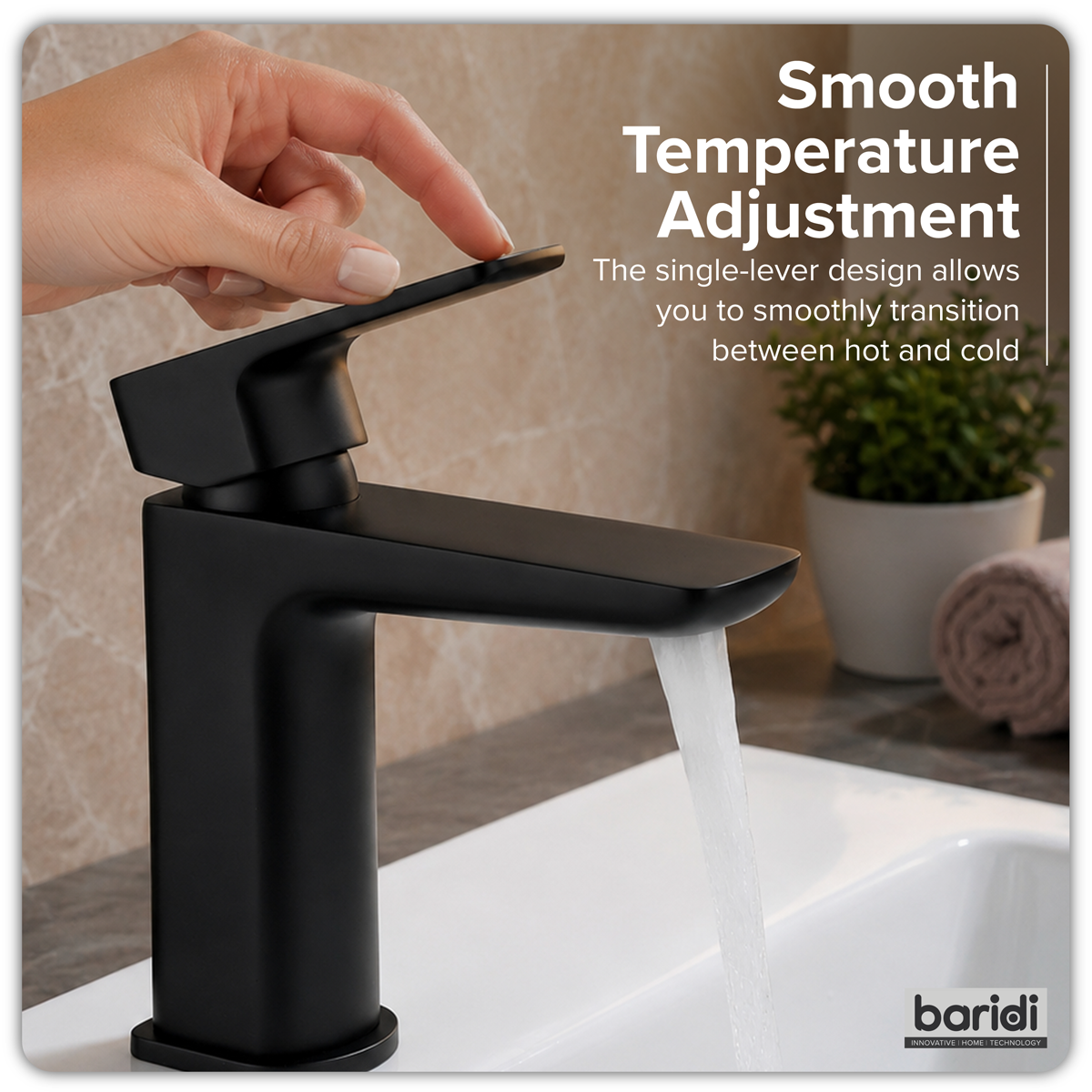 Basin Mixer Tap with Clicker Waste - Matt Black DH393