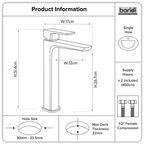 High Basin Mixer Tap with Clicker Waste - Chrome DH394