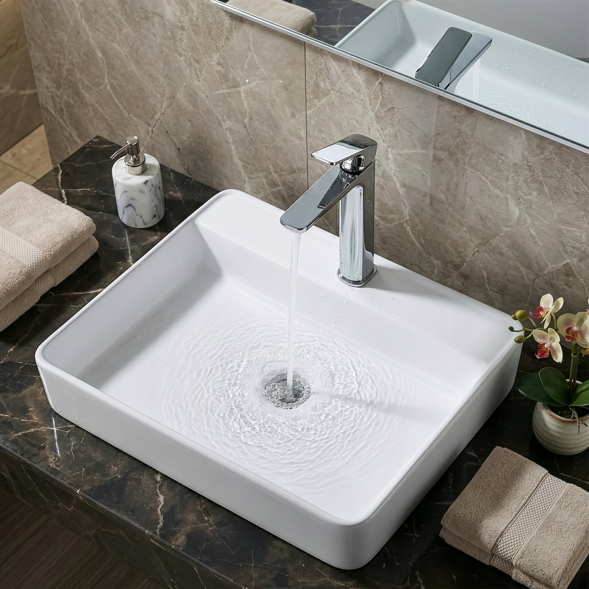 High Basin Mixer Tap with Clicker Waste - Chrome DH394