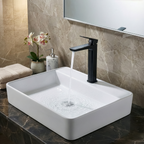 High Basin Mixer Tap with Clicker Waste - Matt Black DH395