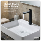 High Basin Mixer Tap with Clicker Waste - Matt Black DH395
