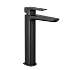 High Basin Mixer Tap with Clicker Waste - Matt Black DH395