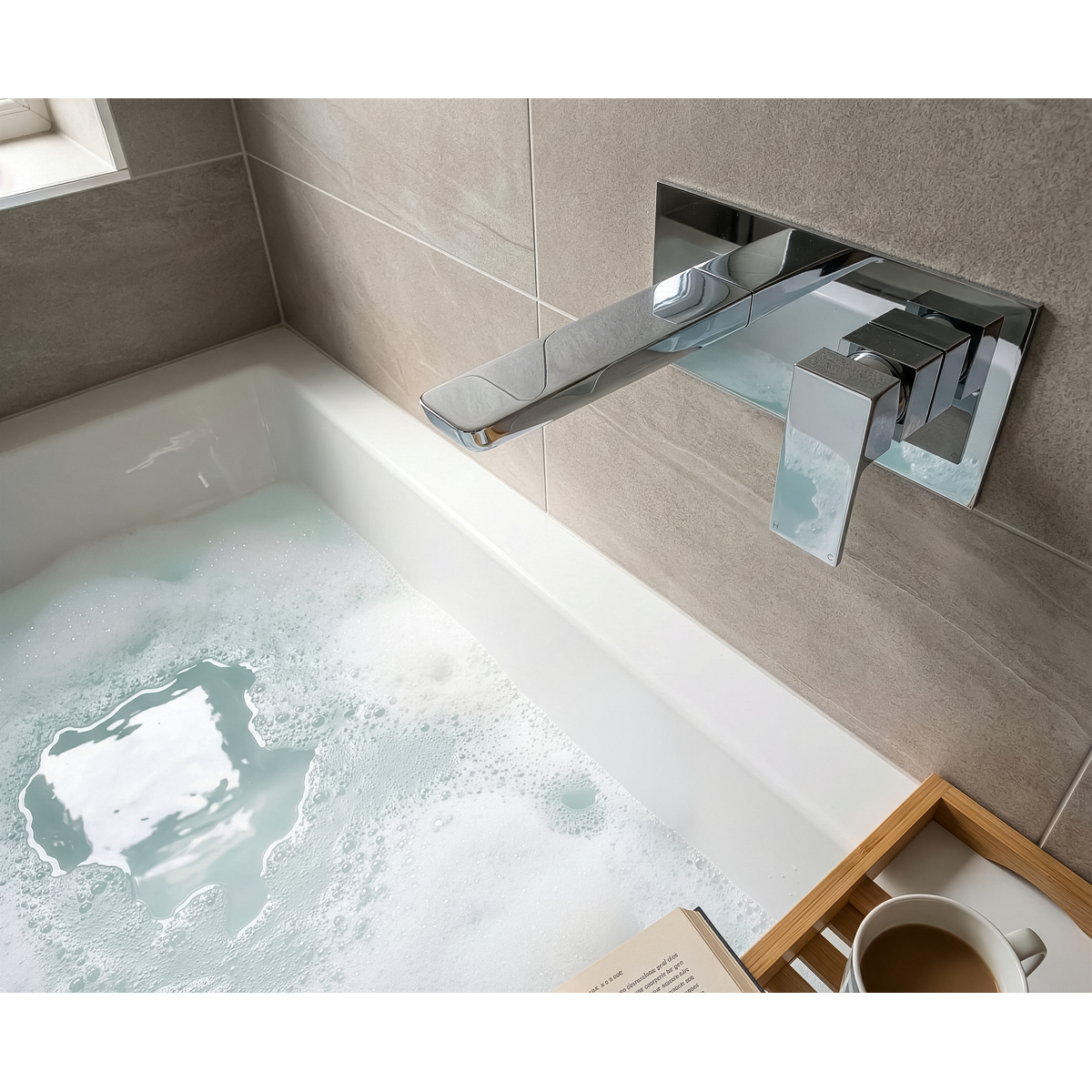 Wall Mounting Basin Mixer Tap, Square - Chrome DH396