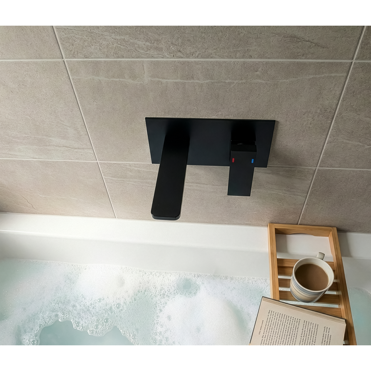 Wall Mounting Basin Mixer Tap, Square - Matt Black DH397