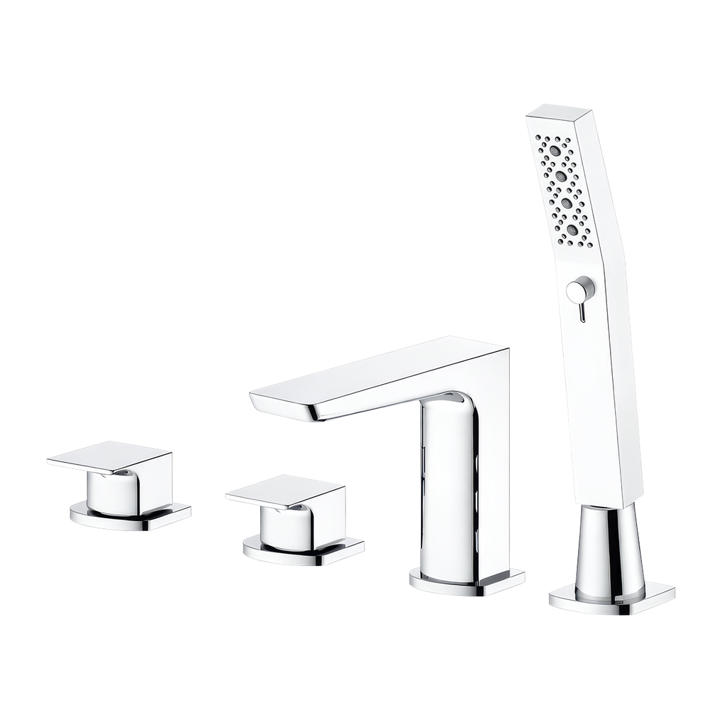 Bath Mounting 4-Hole Mixer Tap with Shower Head - Chrome DH398