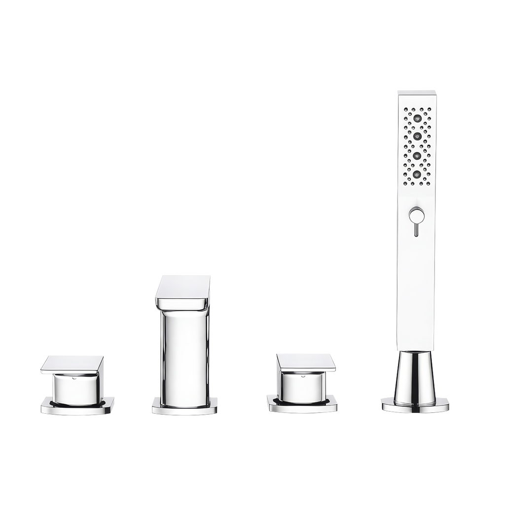 Bath Mounting 4-Hole Mixer Tap with Shower Head - Chrome DH398