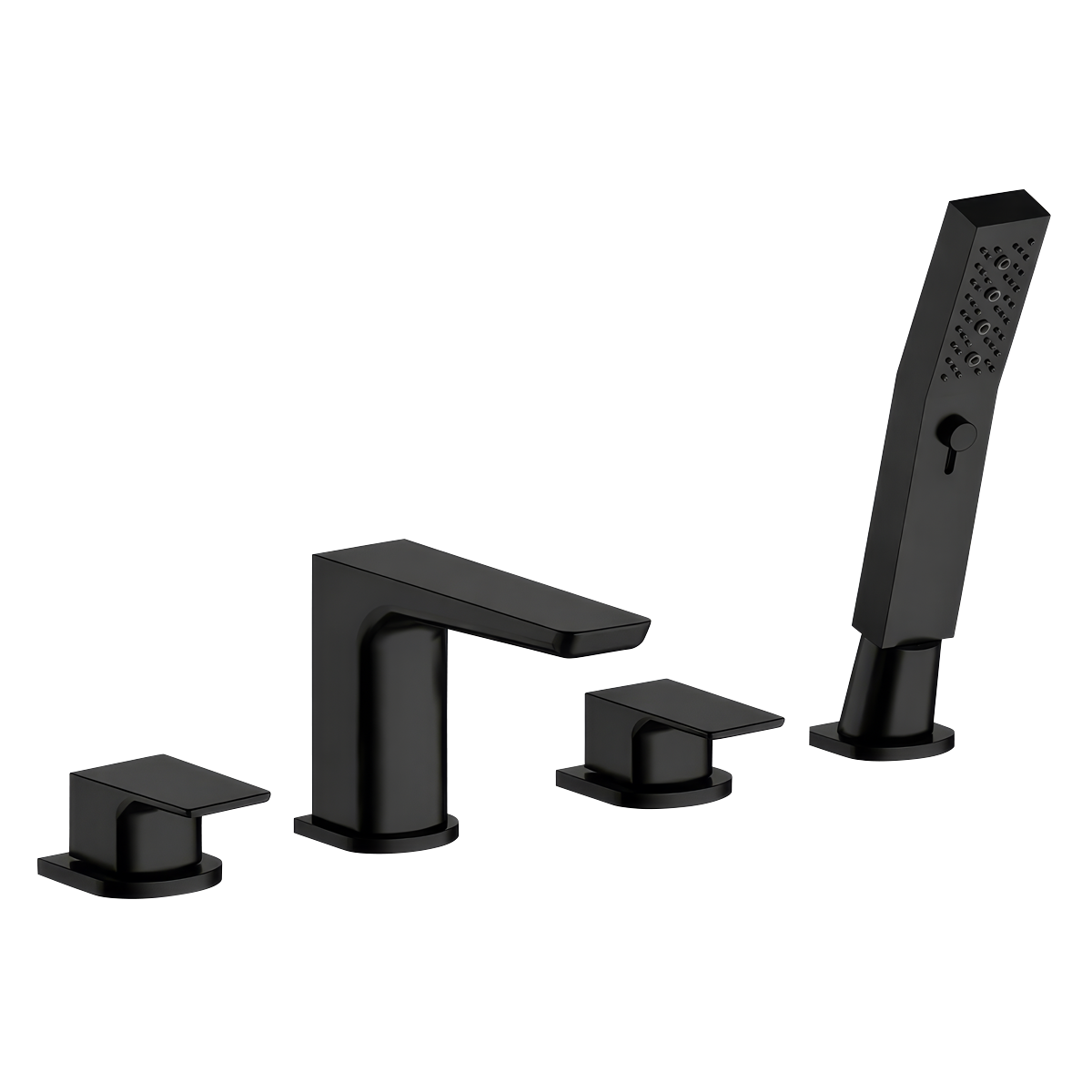 Bath Mounting 4-Hole Mixer Tap with Shower Head - Matt Black DH399