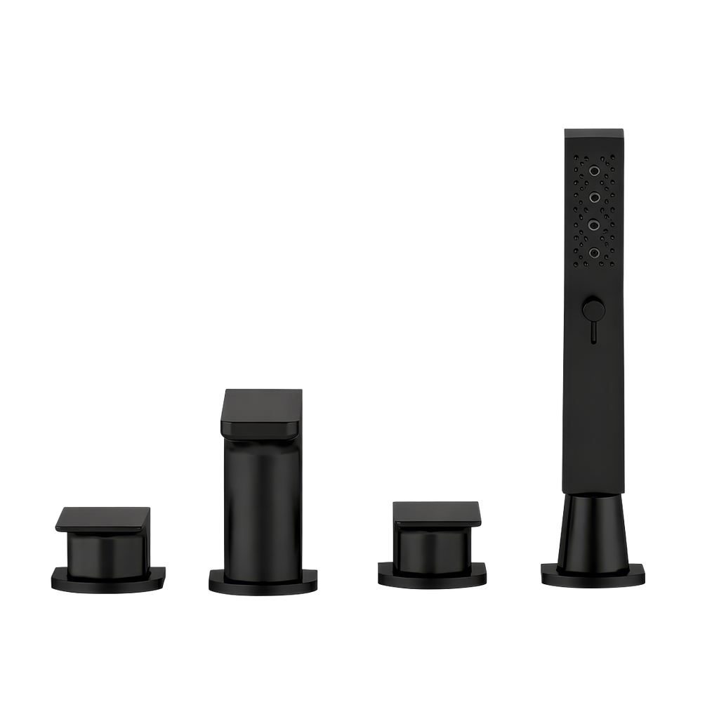 Bath Mounting 4-Hole Mixer Tap with Shower Head - Matt Black DH399