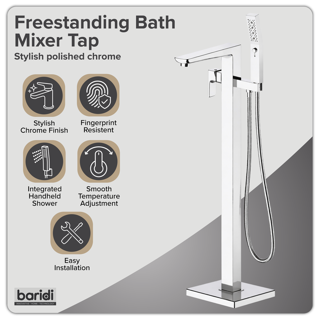 Freestanding Bath Mixer Tap with Shower - Chrome DH400