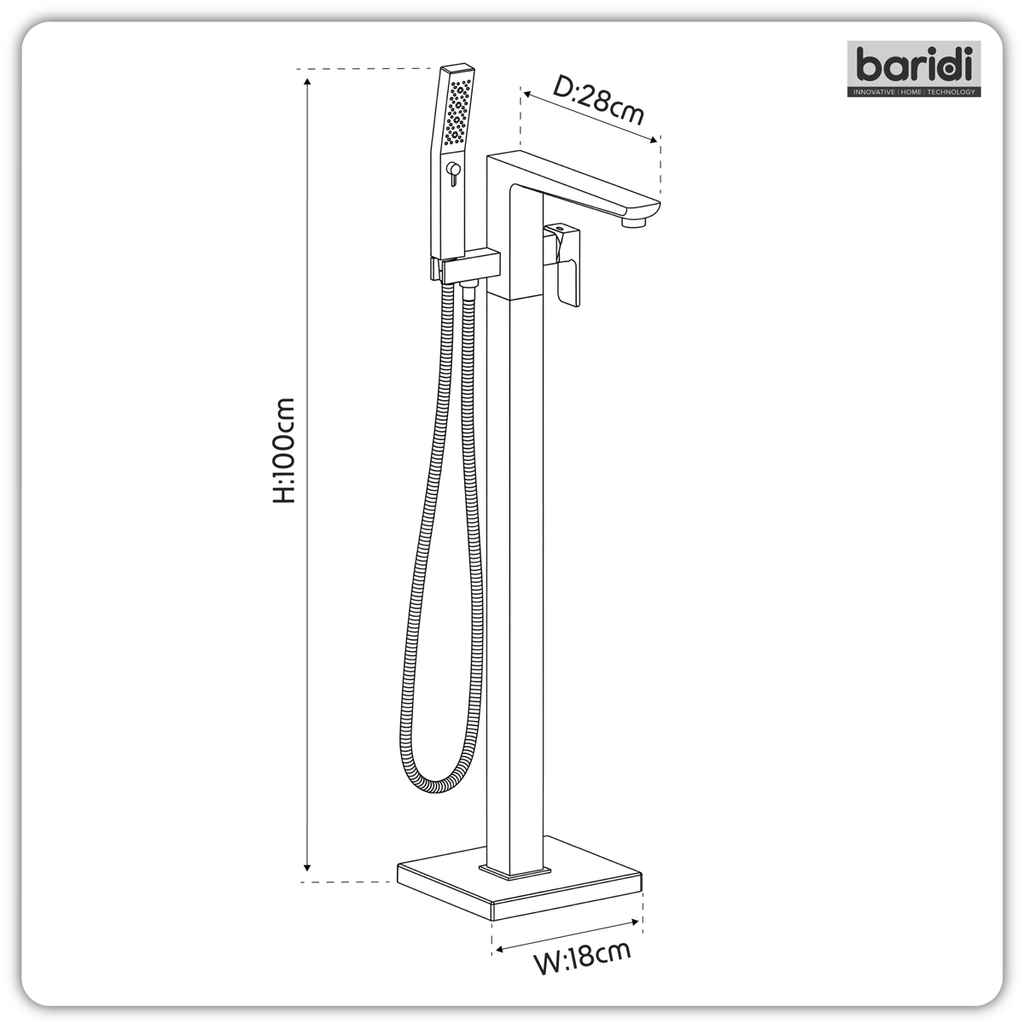 Freestanding Bath Mixer Tap with Shower - Matt Black DH401