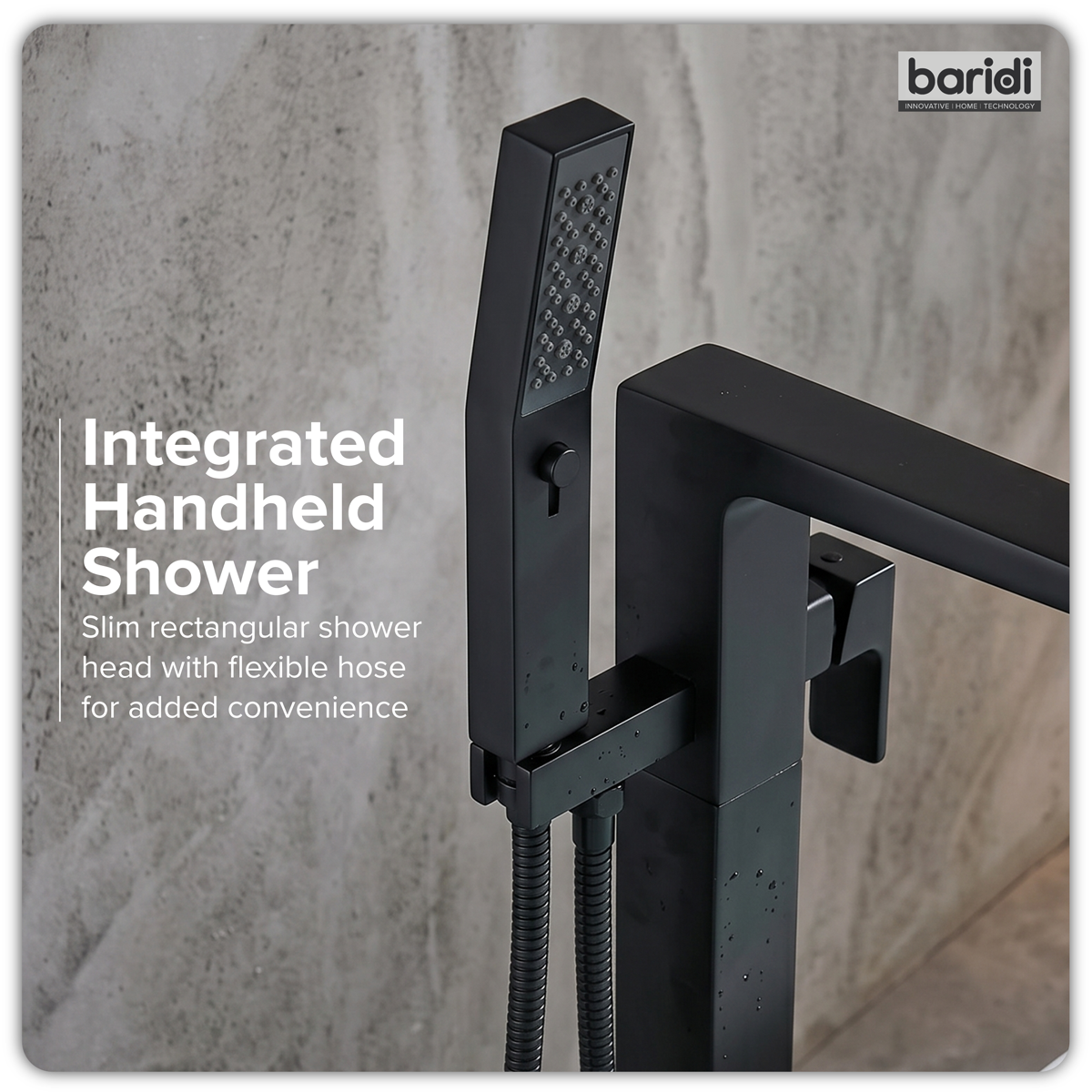 Freestanding Bath Mixer Tap with Shower - Matt Black DH401