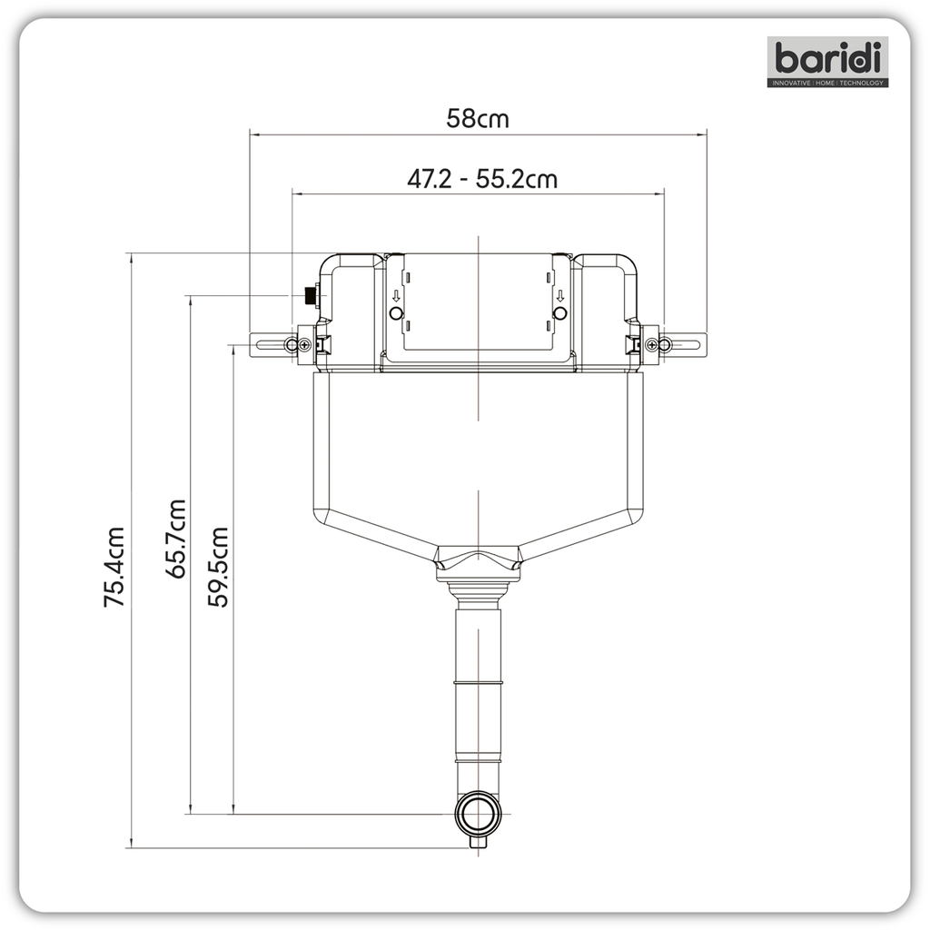 Concealed Cistern with Long Flush Pipe, Dual Operation, Multi-Inlet & Anti-Condensation Shell DH402