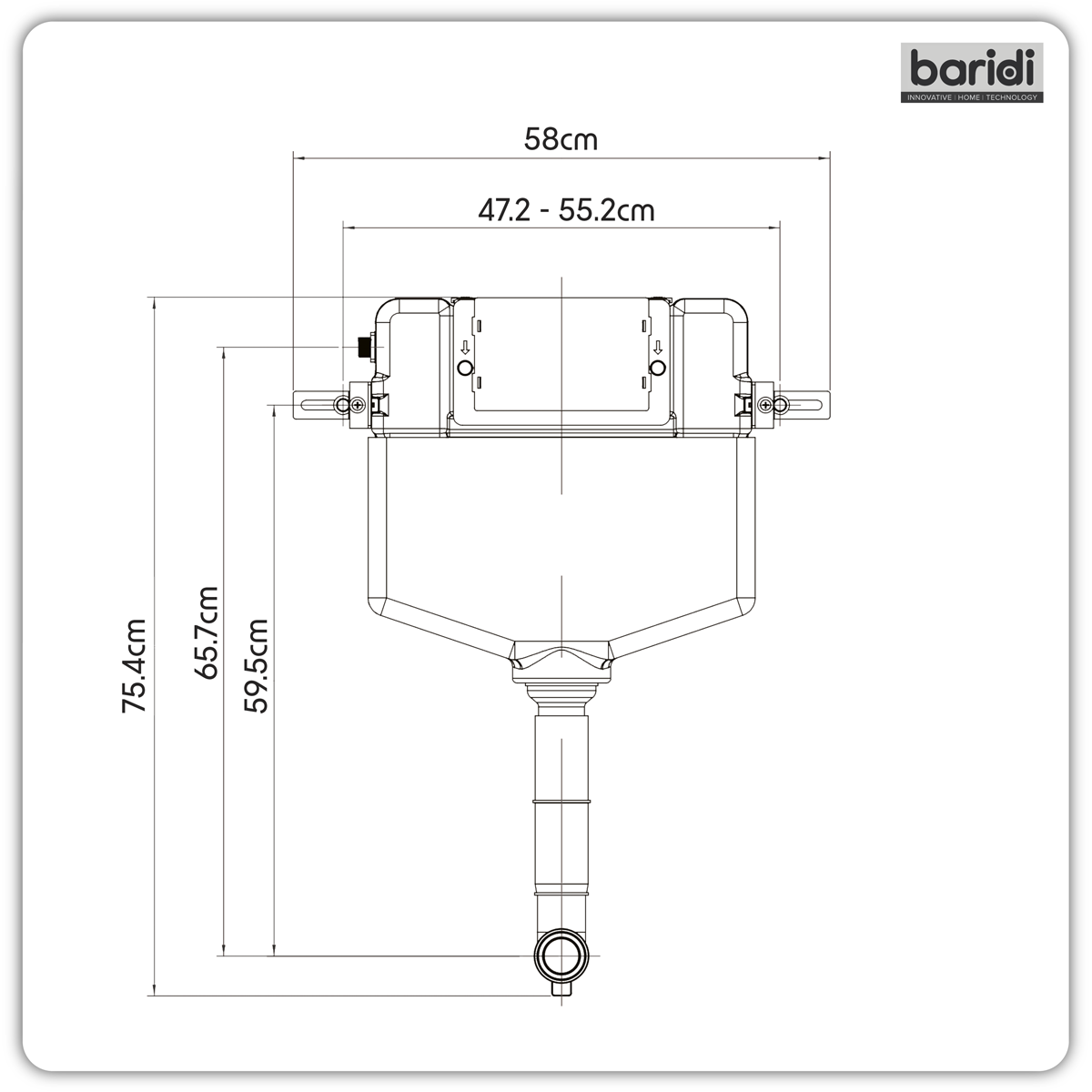 Concealed Cistern with Long Flush Pipe, Dual Operation, Multi-Inlet & Anti-Condensation Shell DH402
