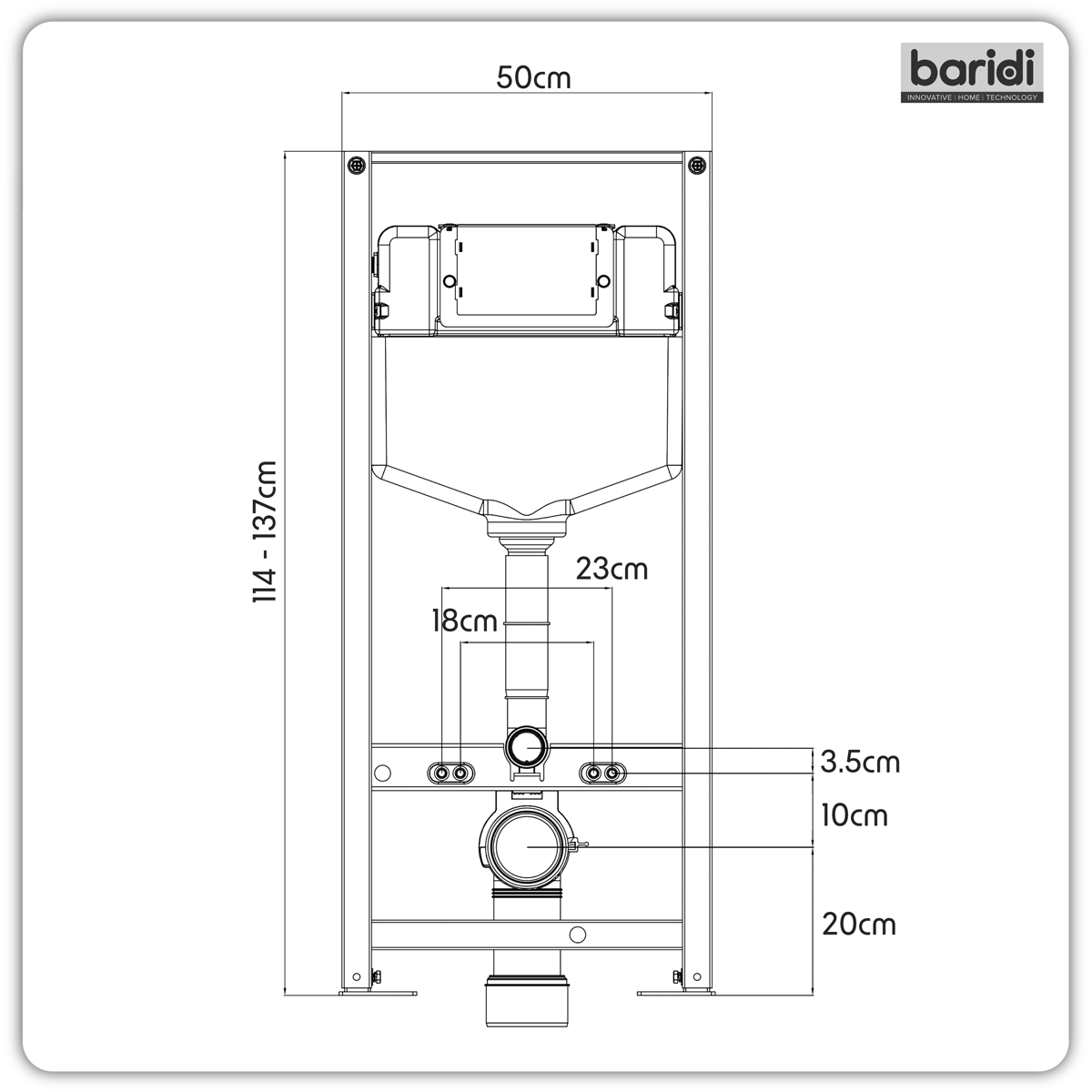 Slimline Concealed Cistern with Metal Frame, Front Flush, Adjustable Feet - WRAS Approved DH404