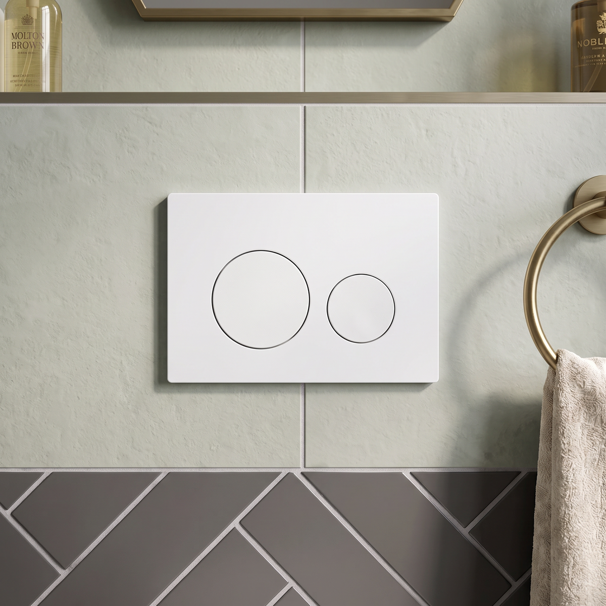 Matt White Toilet Flush Plate with Dual Flush DH407