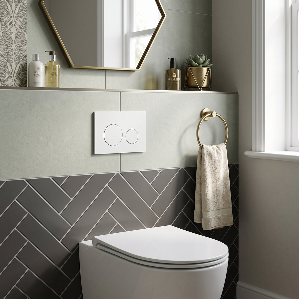 Matt White Toilet Flush Plate with Dual Flush DH407