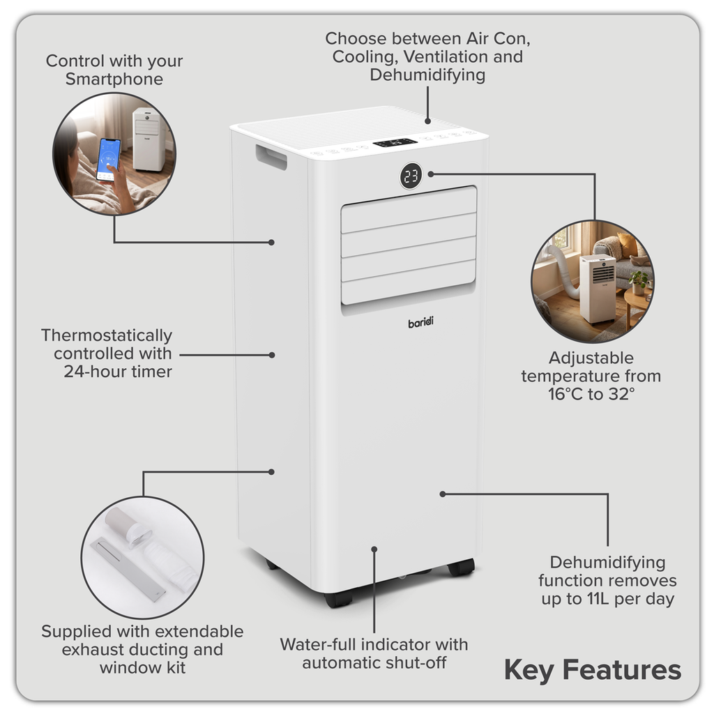 4-in-1 Portable Air Conditioner with Window Sealing Kit 5,000Btu/hr - White DH412