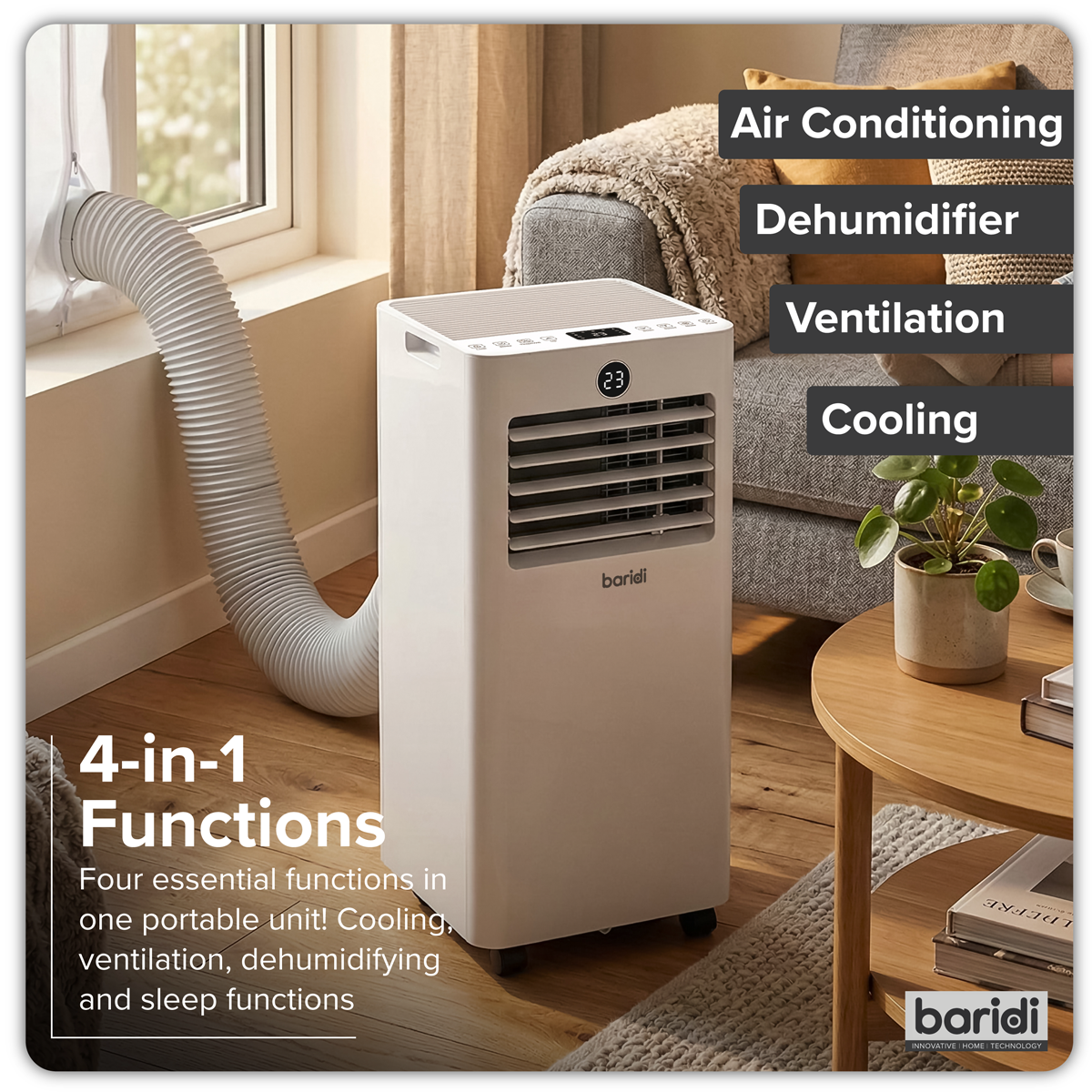 4-in-1 Portable Air Conditioner with Window Sealing Kit 5,000Btu/hr - White DH412