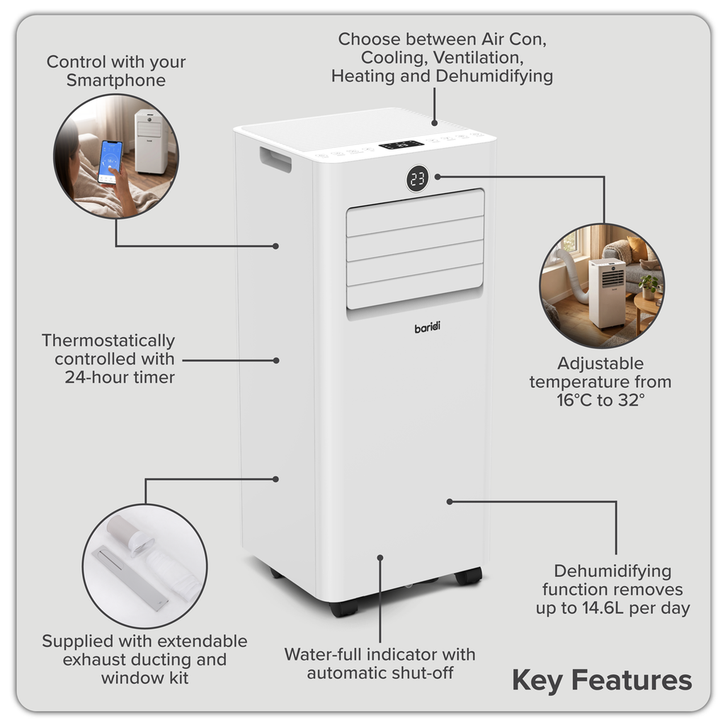 5-in-1 Portable Air Conditioner with Window Sealing Kit 7,000Btu/hr - White DH413