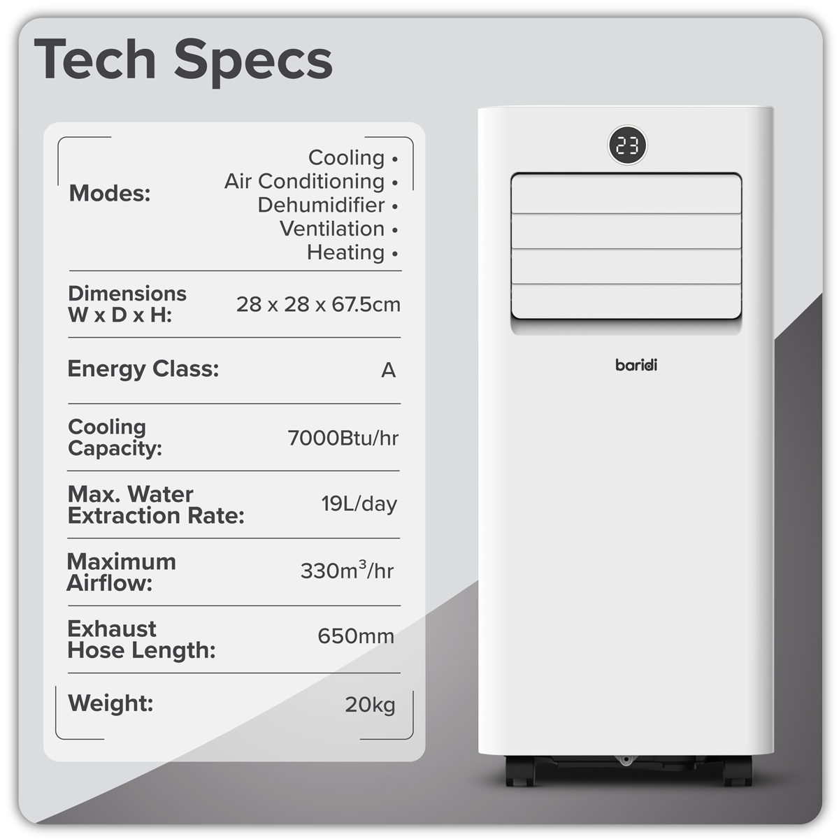 5-in-1 Portable Air Conditioner with Window Sealing Kit 7,000Btu/hr - White DH413