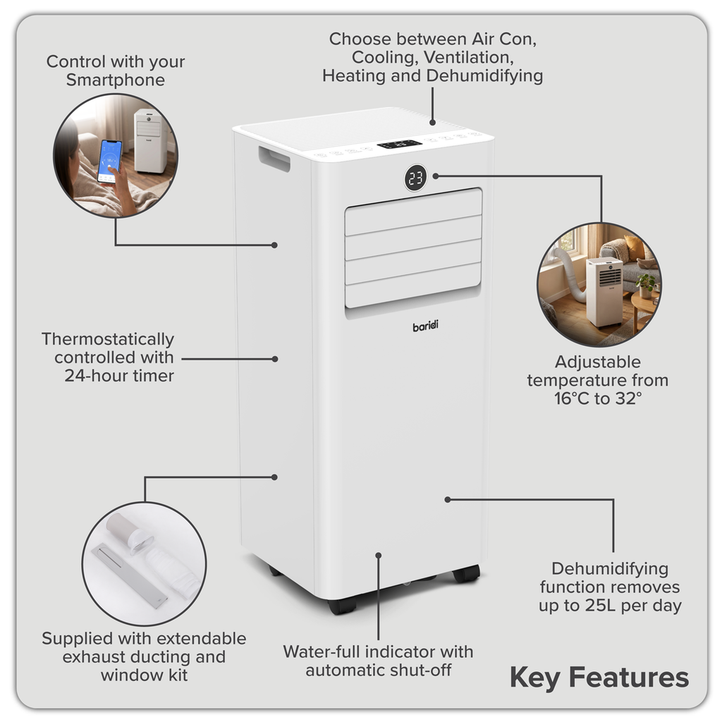 5-in-1 Portable Air Conditioner with Window Sealing Kit 9,000Btu/hr - White DH414