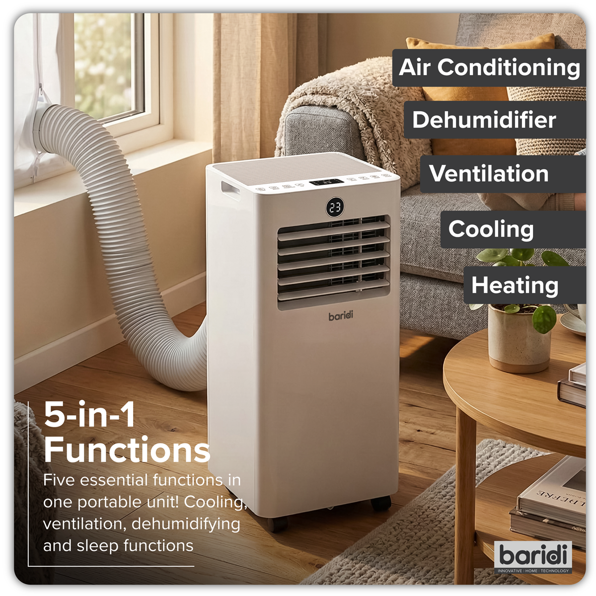 5-in-1 Portable Air Conditioner with Window Sealing Kit 9,000Btu/hr - White DH414